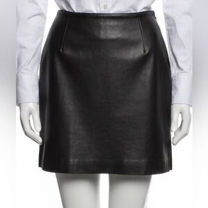 Hugo Buscati Black Leather Mini Skirt Side Slits